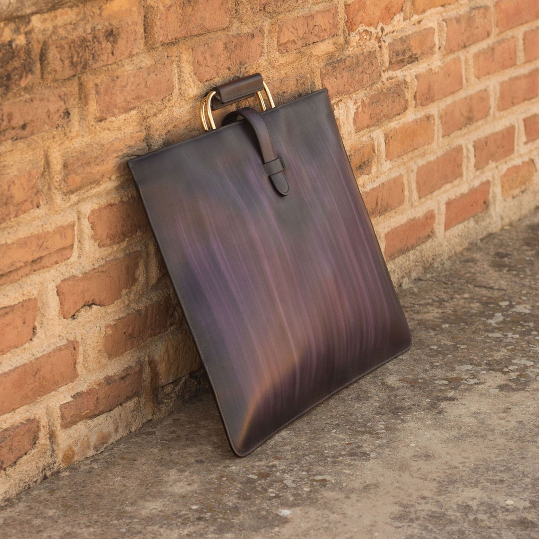 Custom Satchel Bag Patina Brown Violet 2927 - MERRIMIUM