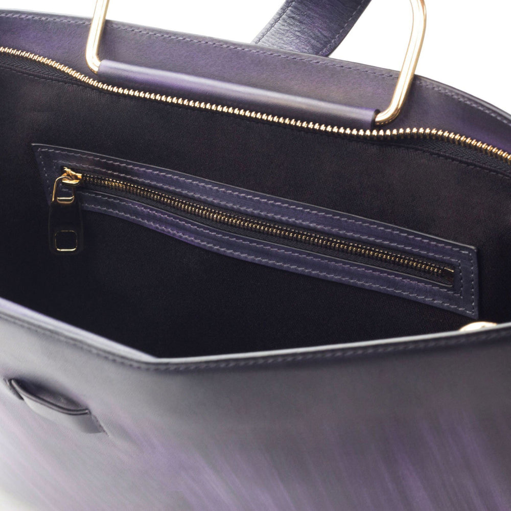 Custom Satchel Bag Patina Brown Violet 2927 - MERRIMIUM