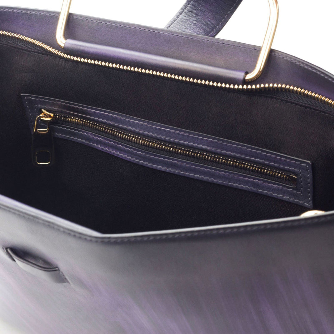 Custom Satchel Bag Patina Brown Violet 2927 - MERRIMIUM