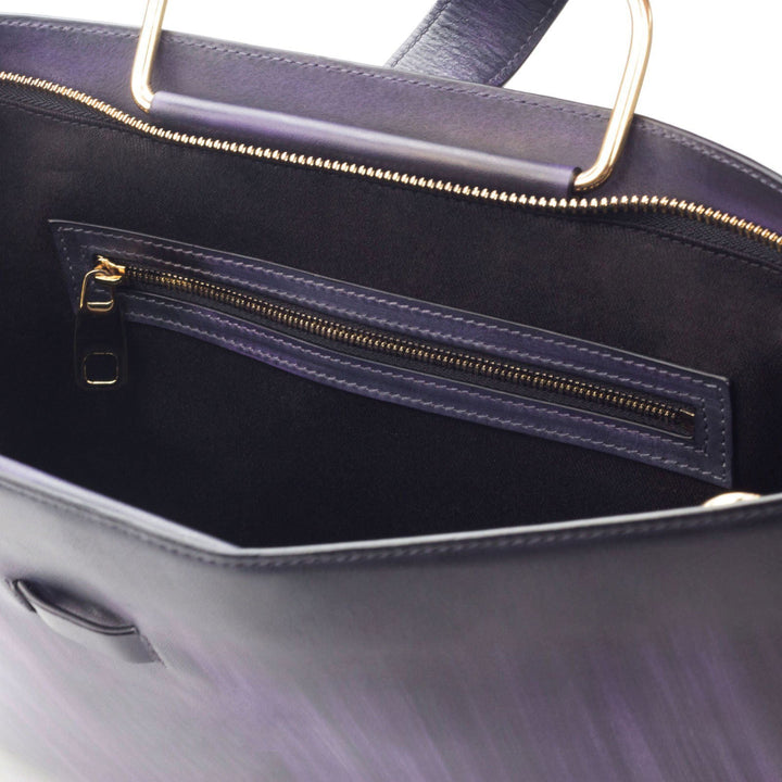 Custom Satchel Bag Patina Brown Violet 2927 - MERRIMIUM
