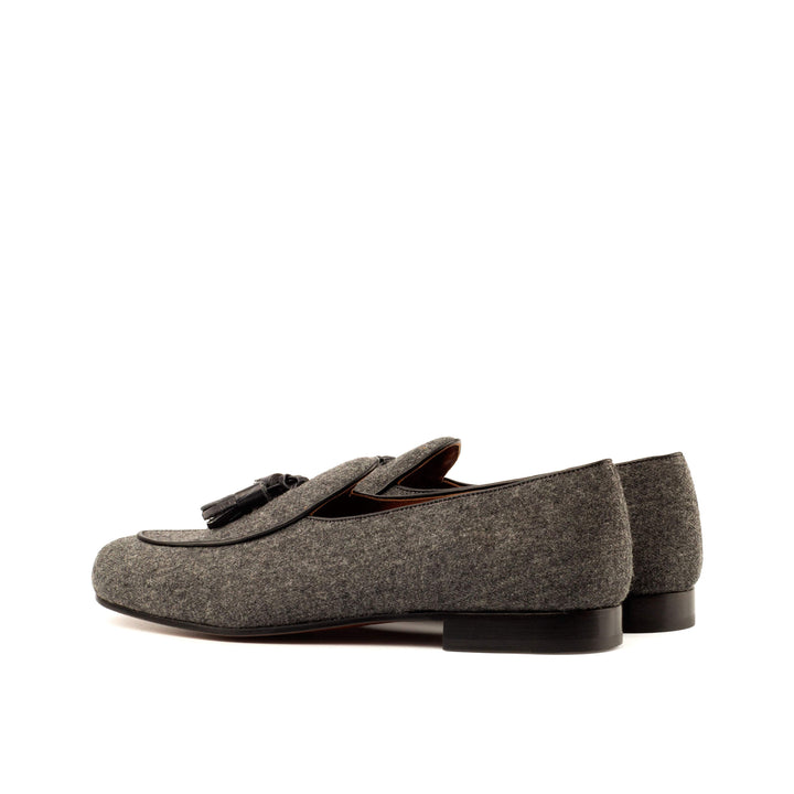Men's Belgian Slippers Leather Black Grey 3816 3- MERRIMIUM