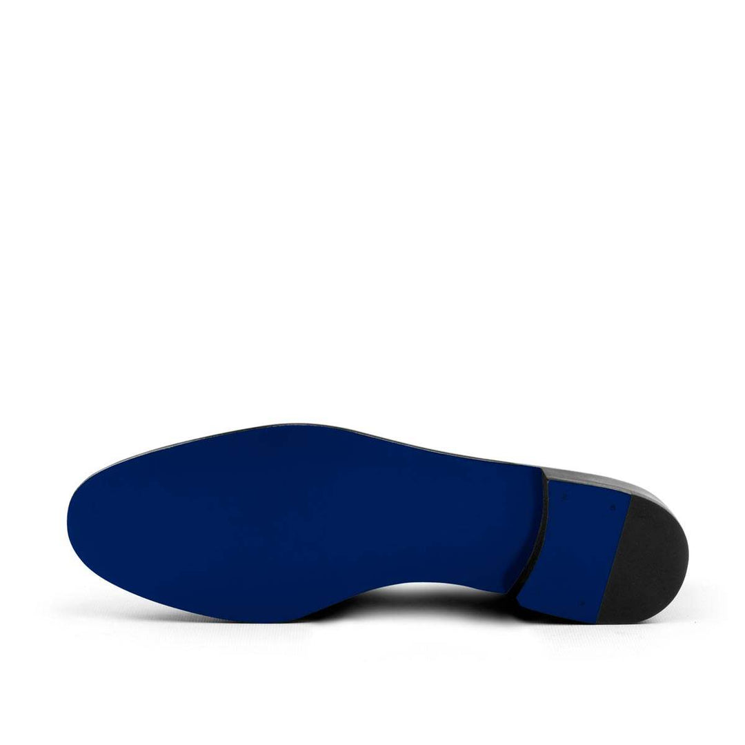 Men's Belgian Slippers Leather Blue Black 3115 5- MERRIMIUM