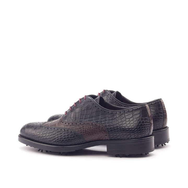 Men's Full Brogue Golf Shoes Leather Black Brown 3001 4- MERRIMIUM