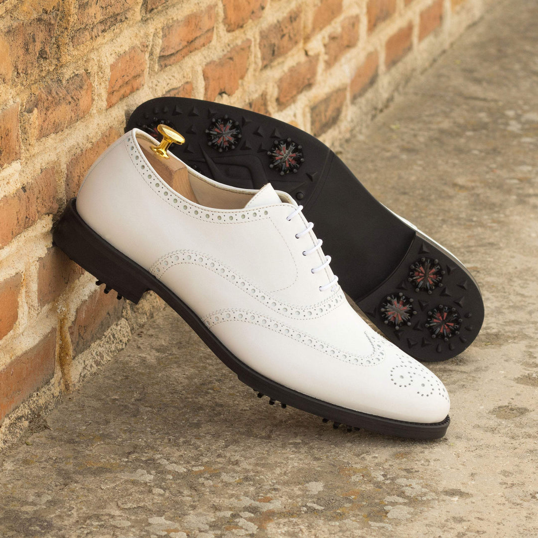 Men's Full Brogue Golf Shoes Leather White 4728 1- MERRIMIUM--GID-1414-4728
