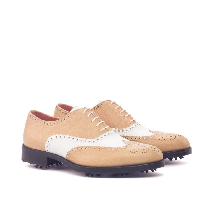 Men's Full Brogue Golf Shoes Leather White Brown 2990 3- MERRIMIUM