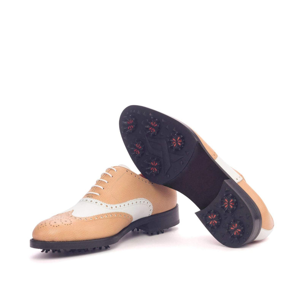 Men's Full Brogue Golf Shoes Leather White Brown 2990 2- MERRIMIUM