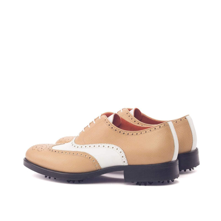 Men's Full Brogue Golf Shoes Leather White Brown 2990 4- MERRIMIUM