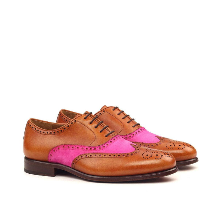 Men's Full Brogue Shoes Leather Brown Violet 2384 3- MERRIMIUM
