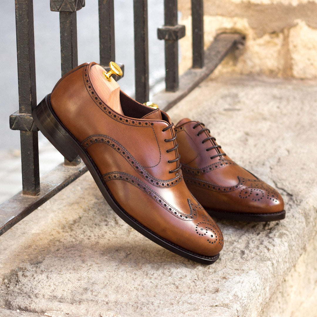 Men's Full Brogue Shoes Leather Goodyear Welt Brown 3293 1- MERRIMIUM--GID-2475-3293