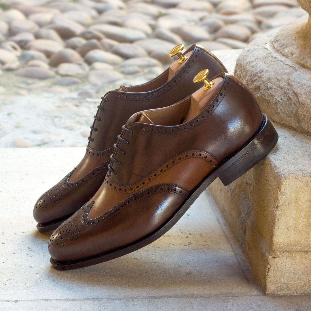 Men's Full Brogue Shoes Leather Goodyear Welt Brown Dark Brown 3288 1- MERRIMIUM--GID-2475-3288