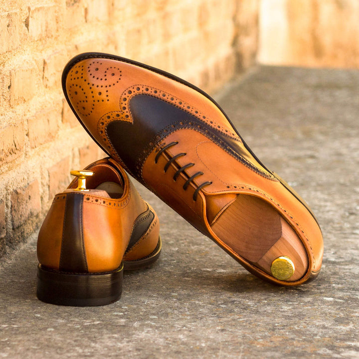 Men's Full Brogue Shoes Leather Goodyear Welt Brown Dark Brown 3407 1- MERRIMIUM--GID-2475-3407