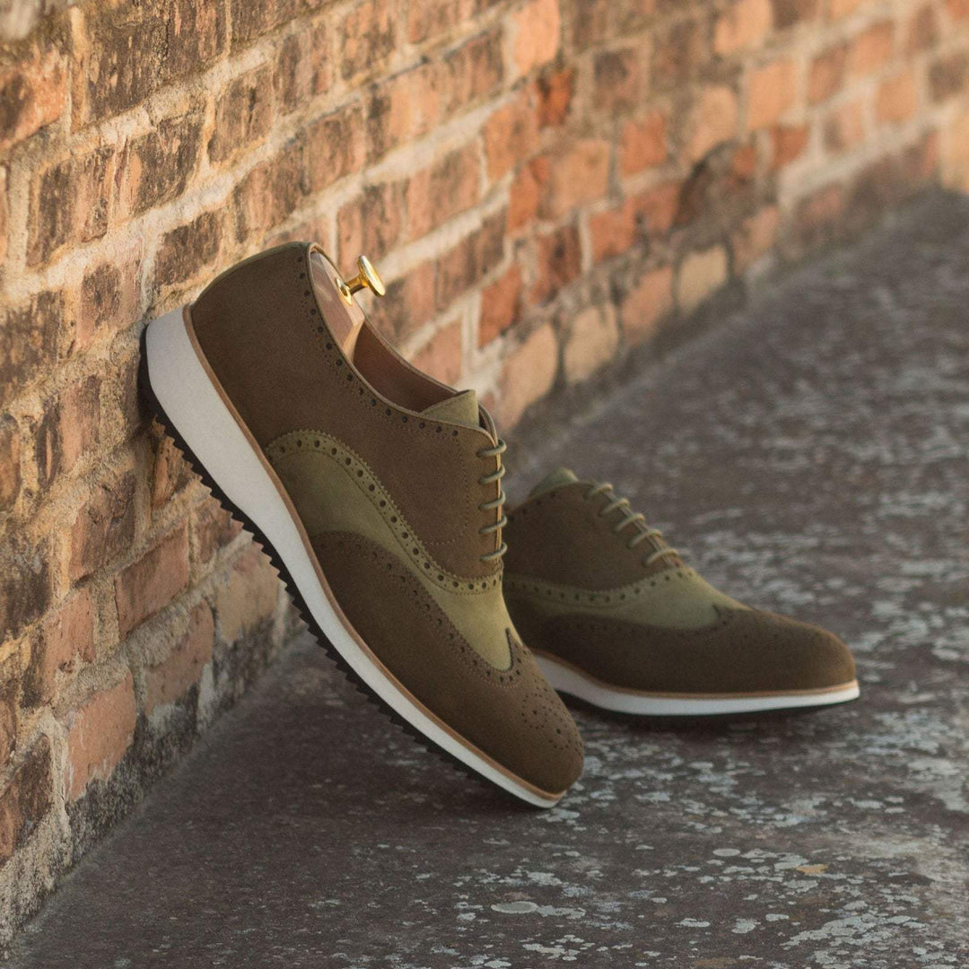 Men's Full Brogue Shoes Leather Green 2982 1- MERRIMIUM--GID-1369-2982