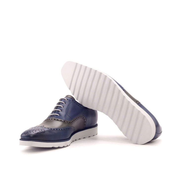 Men's Full Brogue Shoes Leather Grey Blue 3013 5- MERRIMIUM