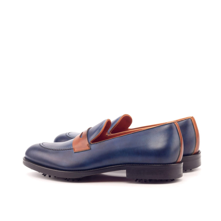 Men's Loafer Golf Shoes Leather Brown Blue 3175 4- MERRIMIUM