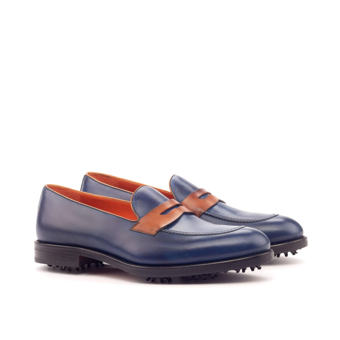 Men's Loafer Golf Shoes Leather Brown Blue 3175 3- MERRIMIUM