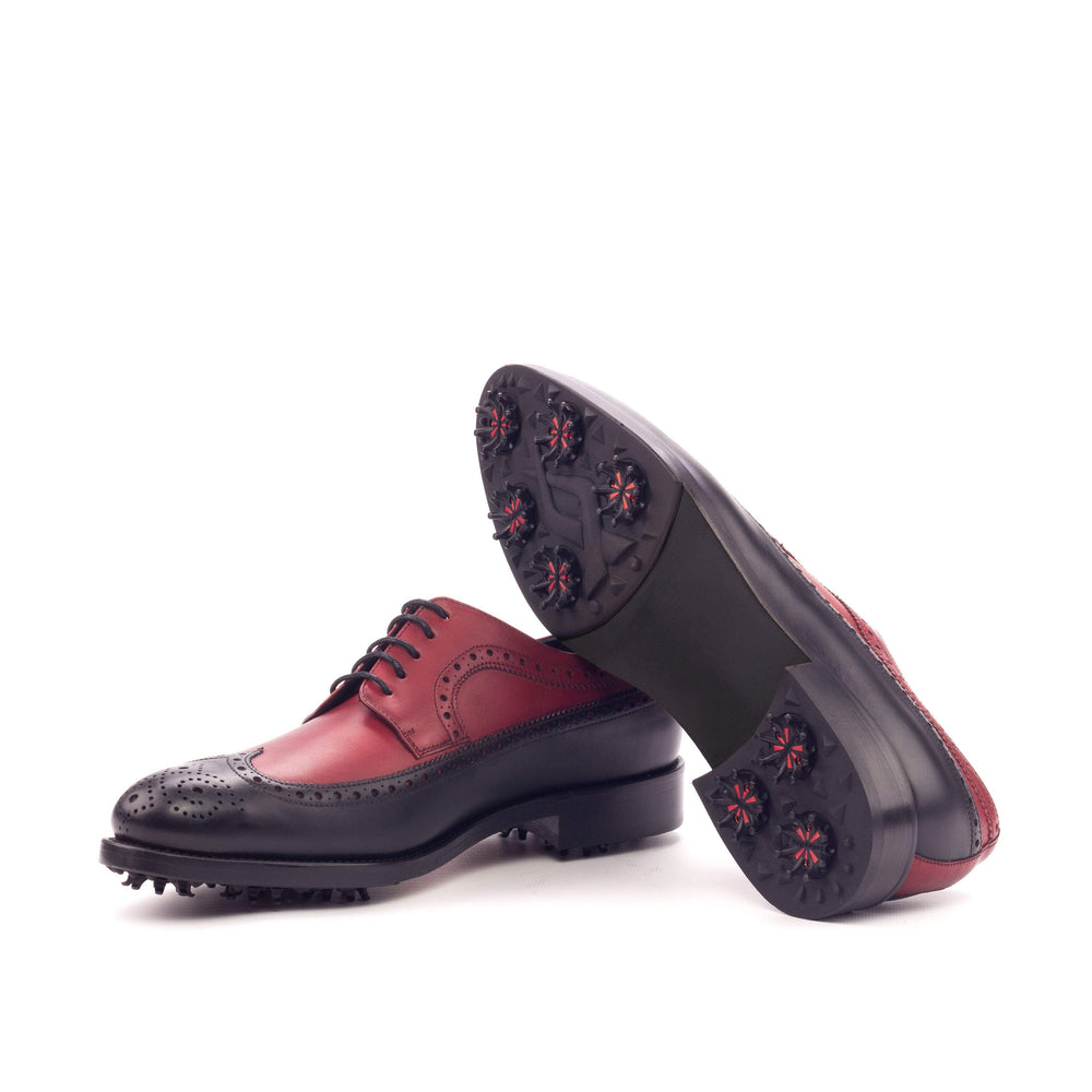 Men's Longwing Blucher Golf Shoes Leather Black Red 3445 2- MERRIMIUM