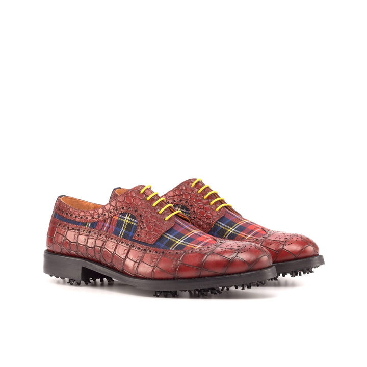 Men's Longwing Blucher Golf Shoes Leather Blue Red 4859 3- MERRIMIUM
