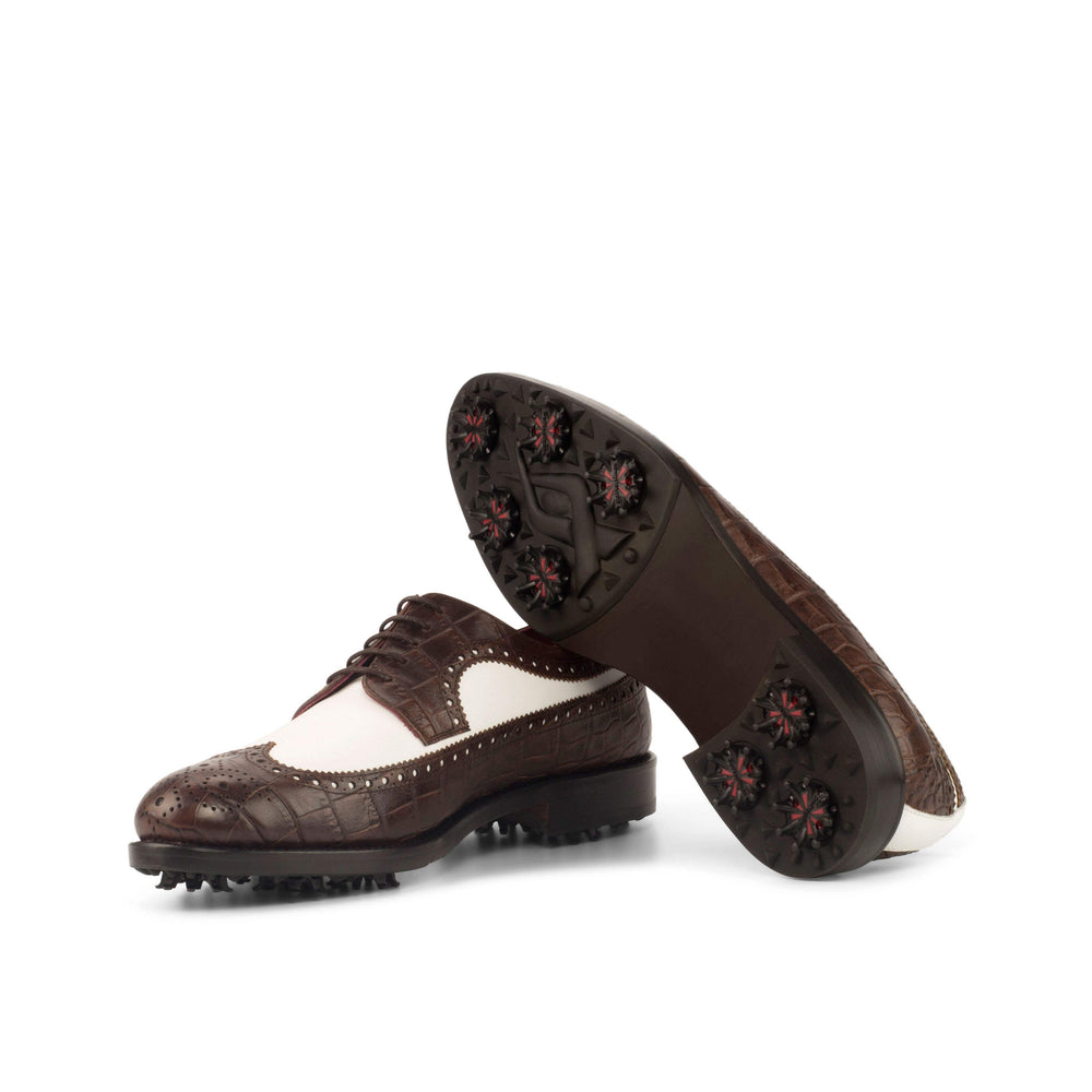 Men's Longwing Blucher Golf Shoes Leather Brown White 3732 2- MERRIMIUM
