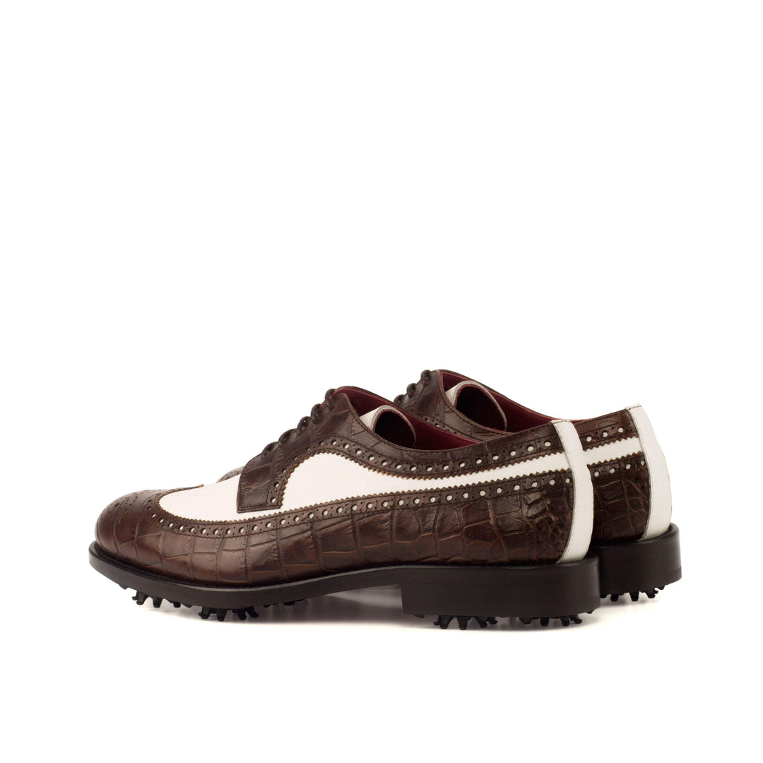Men's Longwing Blucher Golf Shoes Leather Brown White 3732 4- MERRIMIUM