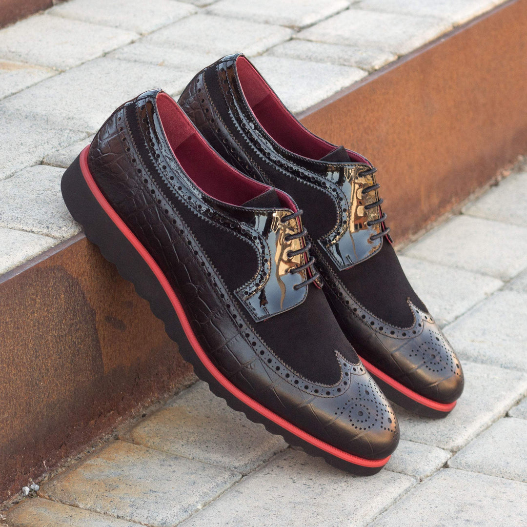 Men's Longwing Blucher Shoes Leather Black 3357 1- MERRIMIUM--GID-1536-3357