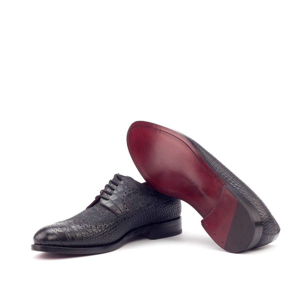 Men's Longwing Blucher Shoes Leather Black Grey 2999 2- MERRIMIUM