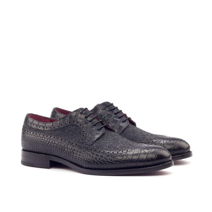 Men's Longwing Blucher Shoes Leather Black Grey 2999 3- MERRIMIUM