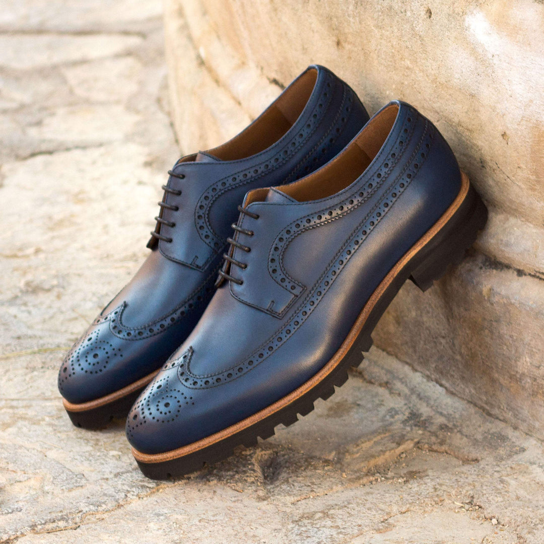 Men's Longwing Blucher Shoes Leather Blue 3168 1- MERRIMIUM--GID-1536-3168
