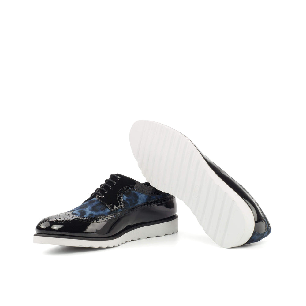 Men's Longwing Blucher Shoes Leather Blue Black 4350 2- MERRIMIUM