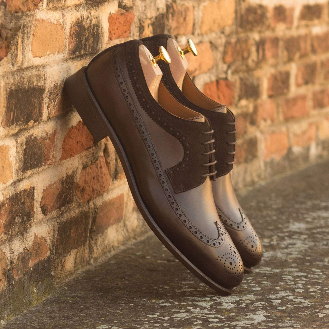 Men's Longwing Blucher Shoes Leather Dark Brown 3131 1- MERRIMIUM--GID-1536-3131