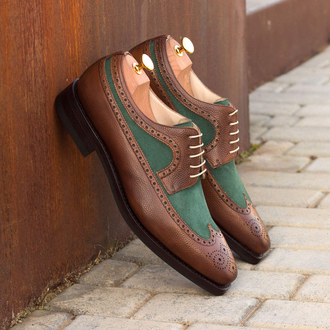 Men's Longwing Blucher Shoes Leather Goodyear Welt Green Brown 3330 1- MERRIMIUM--GID-2466-3330