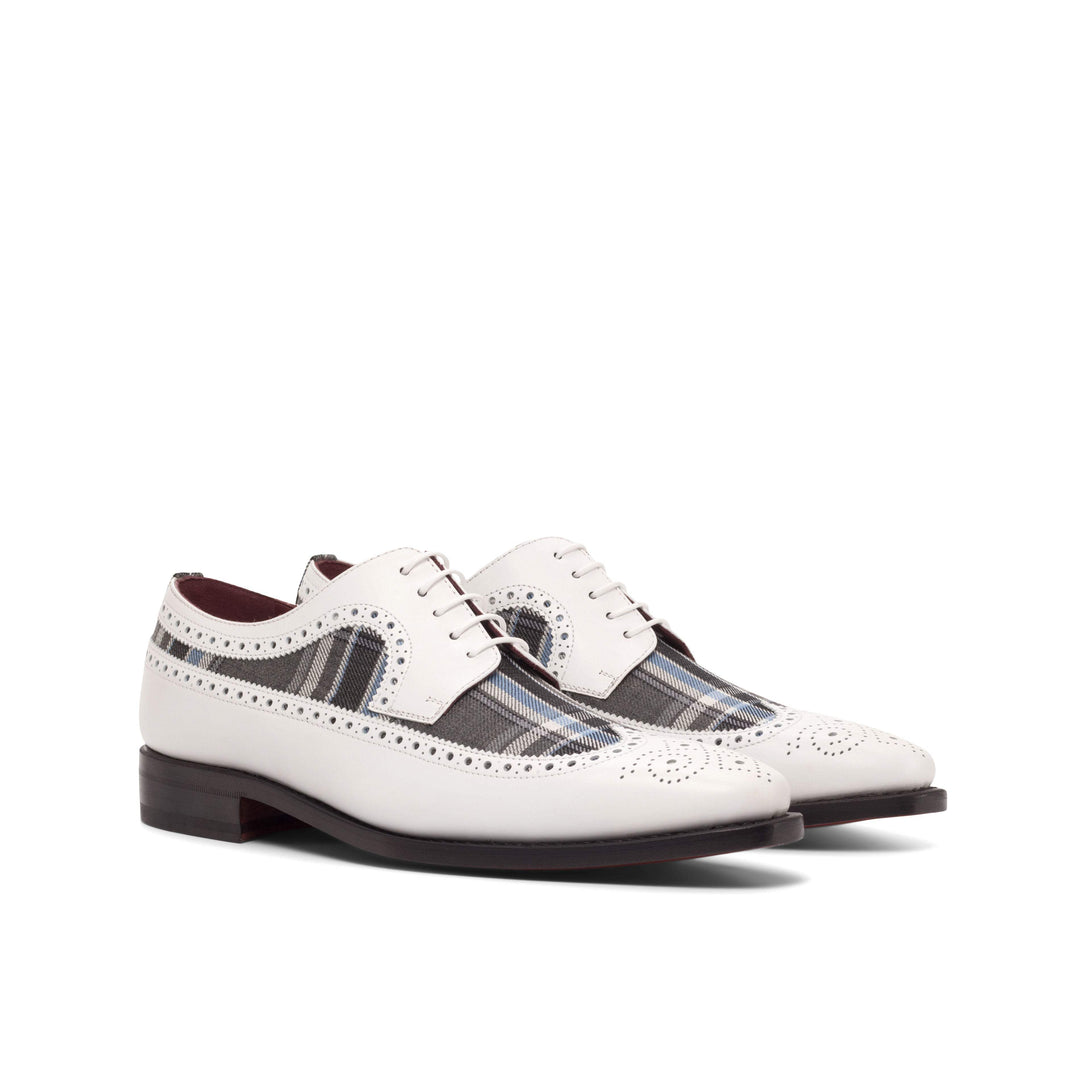 Men's Longwing Blucher Shoes Leather Goodyear Welt Grey White 4815 3- MERRIMIUM