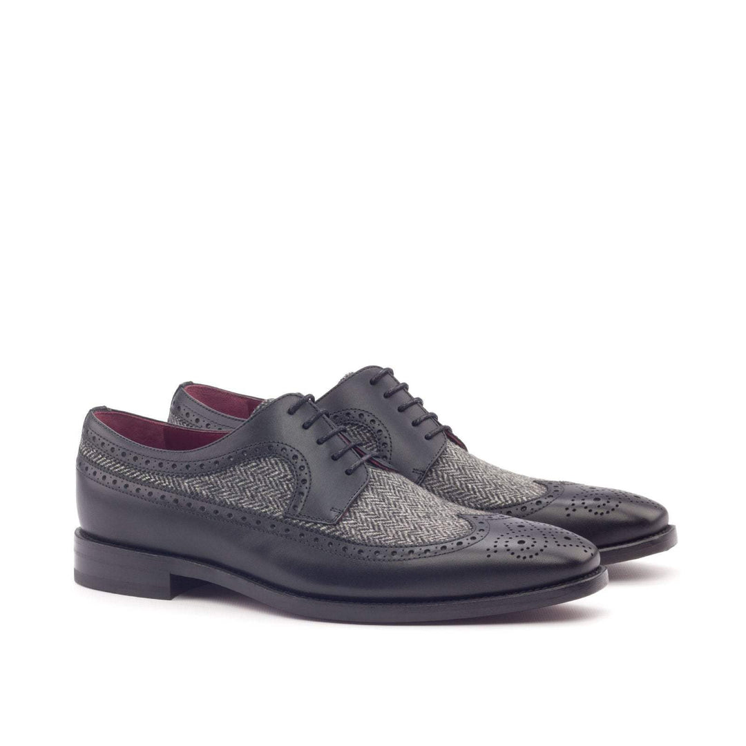 Men's Longwing Blucher Shoes Leather Grey Black 3036 3- MERRIMIUM