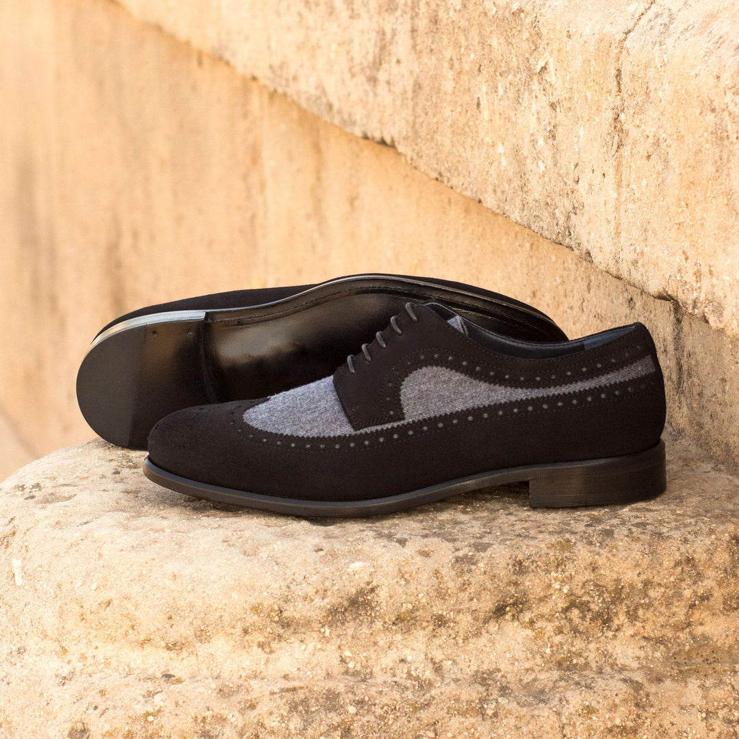Men's Longwing Blucher Shoes Leather Grey Black 3647 1- MERRIMIUM--GID-1536-3647