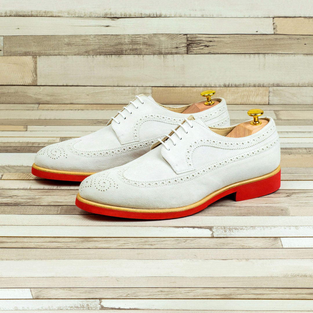 Men's Longwing Blucher Shoes Leather White 4372 1- MERRIMIUM--GID-1536-4372