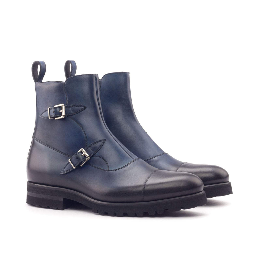 Men's Octavian Buckle Boots Leather Blue 3021 3- MERRIMIUM