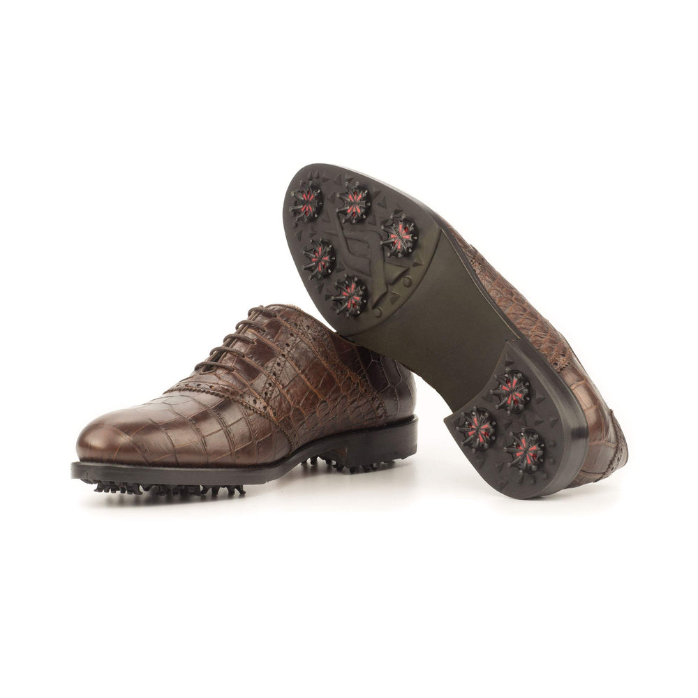 Men's Saddle Golf Shoes Leather Brown 3696 2- MERRIMIUM