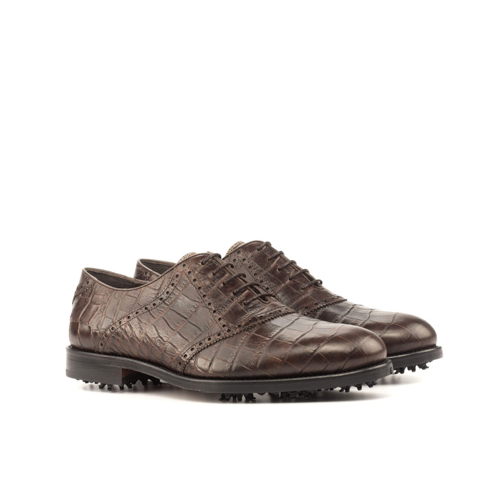 Men's Saddle Golf Shoes Leather Brown 3696 3- MERRIMIUM