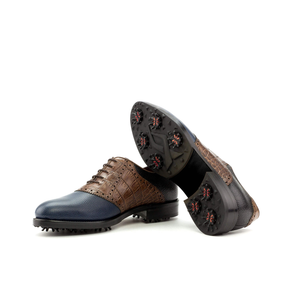 Men's Saddle Golf Shoes Leather Brown Black 3618 2- MERRIMIUM
