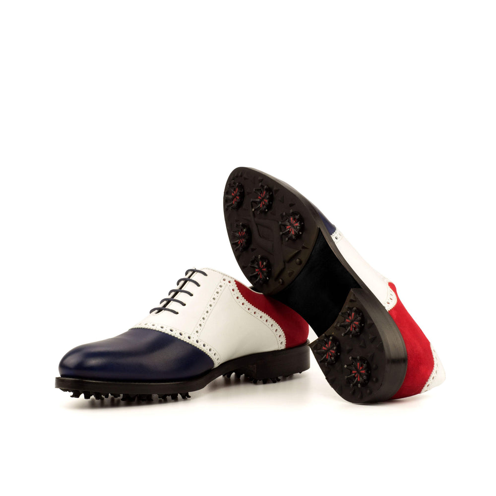 Men's Saddle Golf Shoes Leather White Blue 3659 2- MERRIMIUM