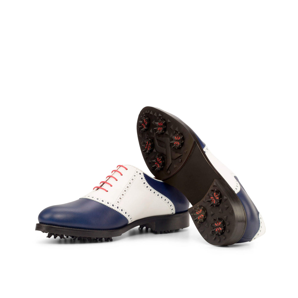 Men's Saddle Golf Shoes Leather White Blue 3815 2- MERRIMIUM