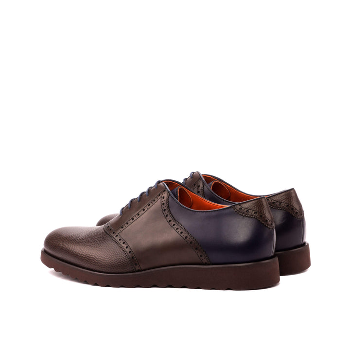 Men's Saddle Shoes Leather Blue Dark Brown 3531 4- MERRIMIUM