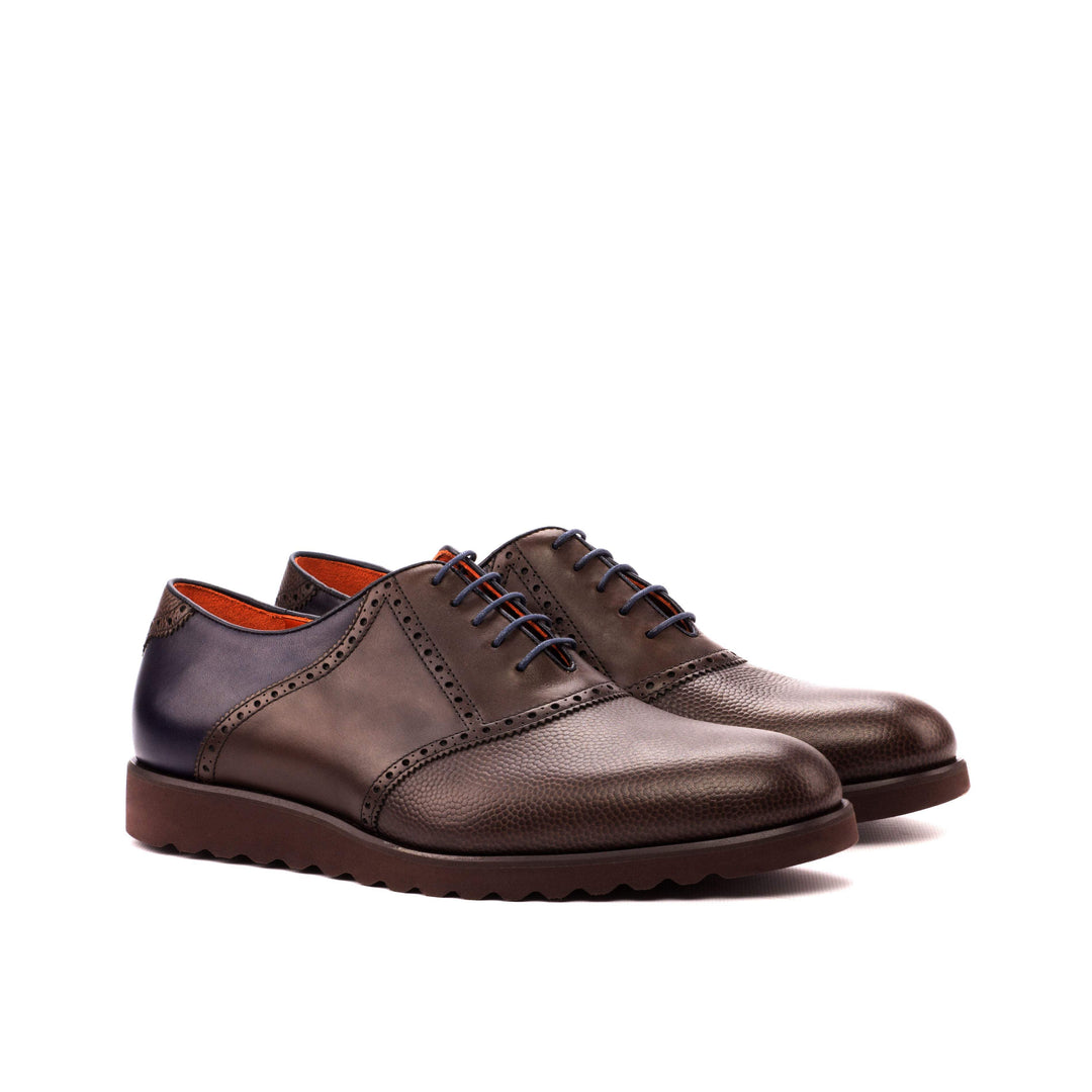 Men's Saddle Shoes Leather Blue Dark Brown 3531 3- MERRIMIUM