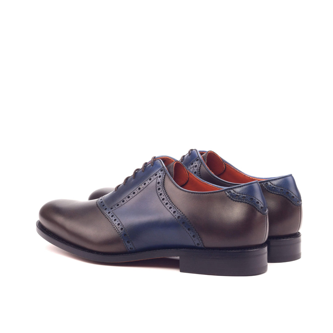 Men's Saddle Shoes Leather Goodyear Welt Dark Brown Blue 3383 4- MERRIMIUM