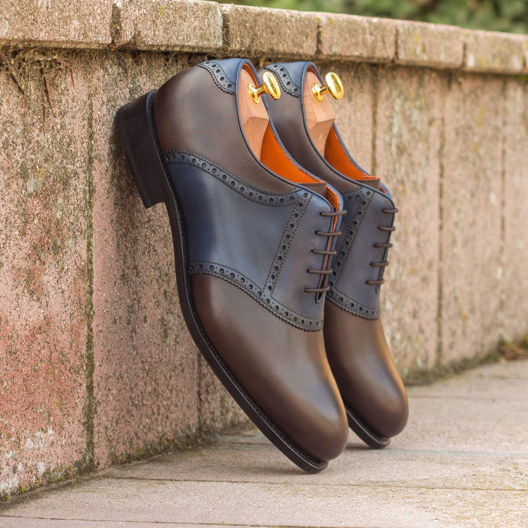 Men's Saddle Shoes Leather Goodyear Welt Dark Brown Blue 3383 1- MERRIMIUM--GID-2481-3383