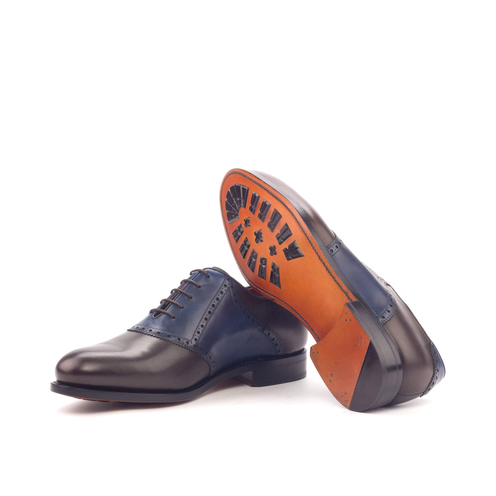 Men's Saddle Shoes Leather Goodyear Welt Dark Brown Blue 3383 2- MERRIMIUM