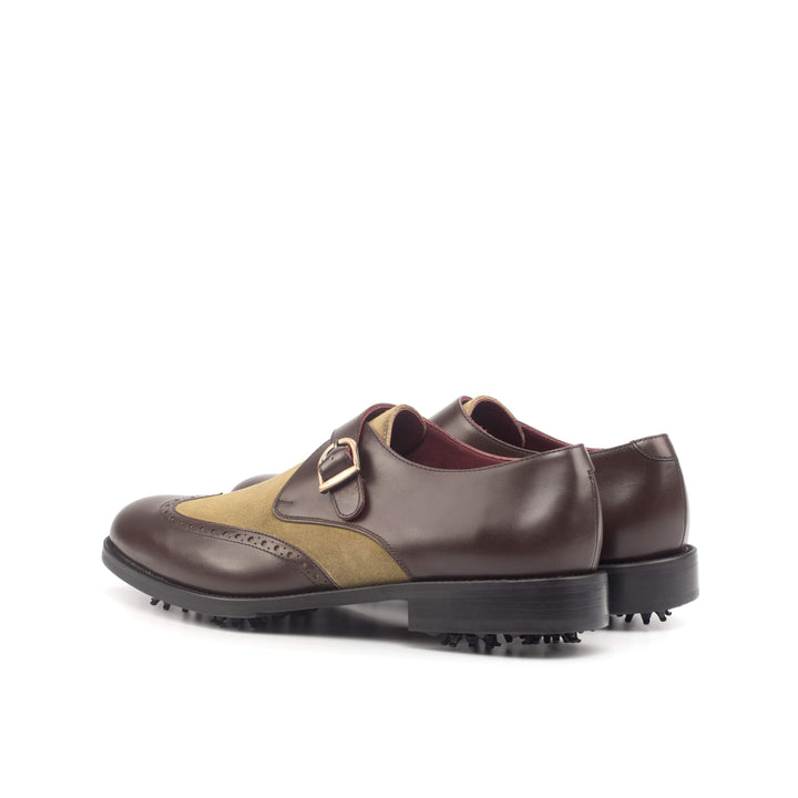 Men's Single Monk Golf Shoes Leather Dark Brown Brown 4644 4- MERRIMIUM