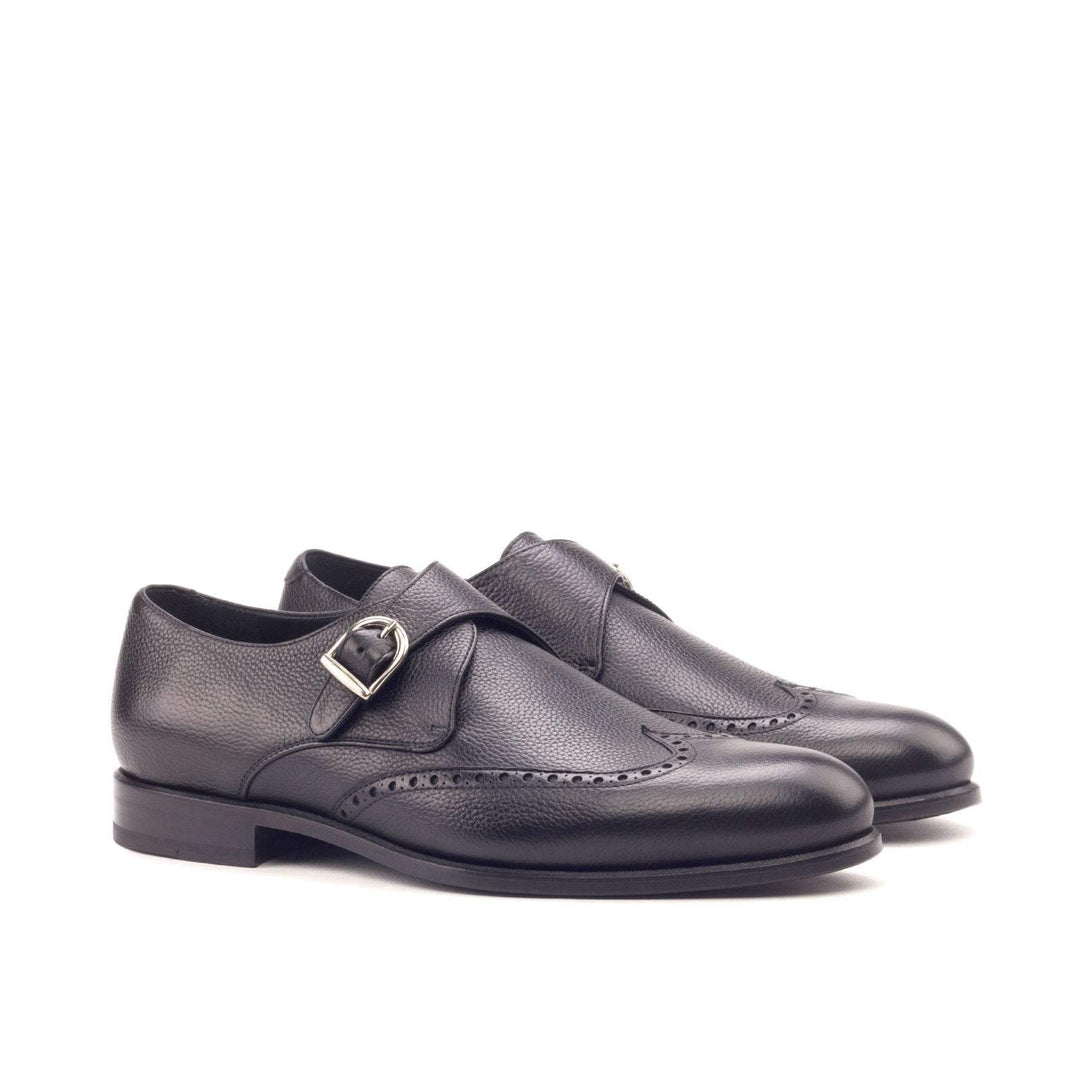 Men's Single Monk Shoes Leather Black 2973 3- MERRIMIUM