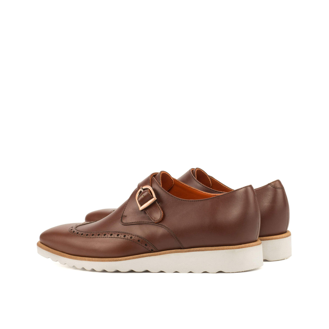 Men's Single Monk Shoes Leather Brown 3616 4- MERRIMIUM