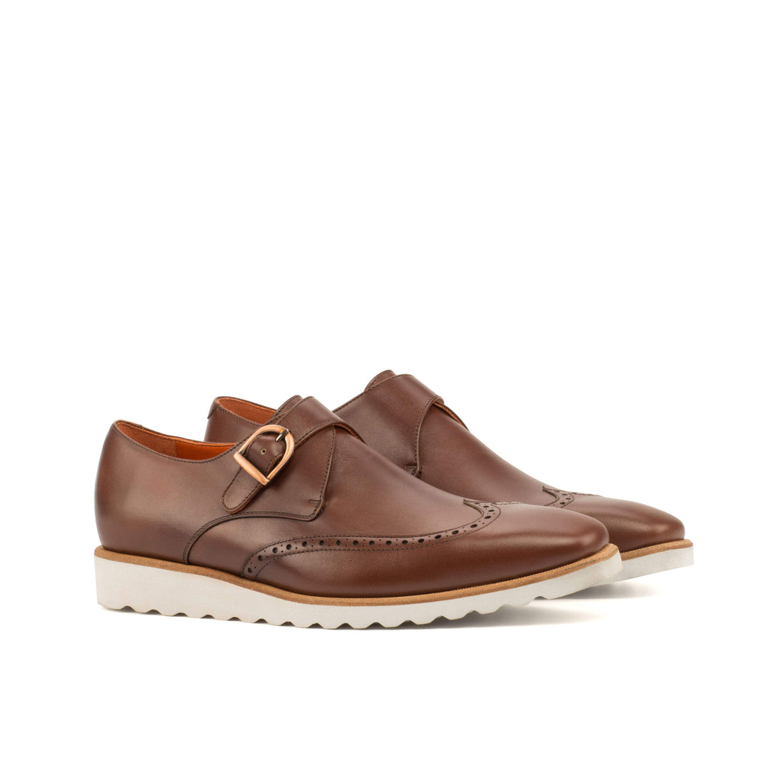 Men's Single Monk Shoes Leather Brown 3616 3- MERRIMIUM