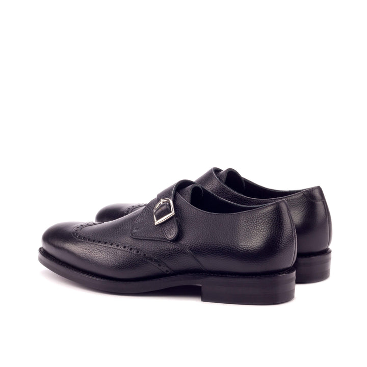 Men's Single Monk Shoes Leather Goodyear Welt Black 3253 4- MERRIMIUM